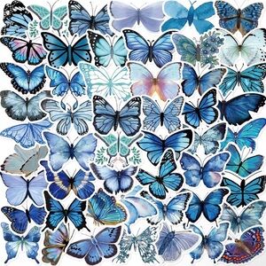50 Blue Butterfly Stickers